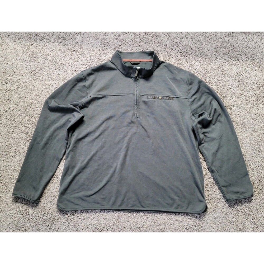 Tom Beckbe Tucker Fleece Quarter Zip Mens XXL Peat Army Green Wool Blend